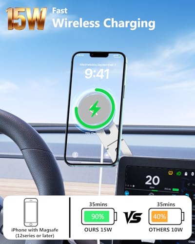 Magnetic Tesla Phone Holder (Silver / Charging)