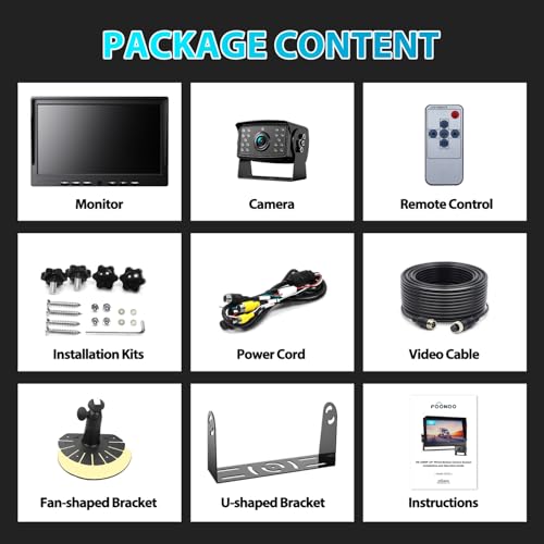 10" HD 1080P Wired Backup Camera with 10" Dual Split Screen Monitor (10-inch / Jet Black)