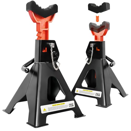 Jack Stands 6 Ton (6 Ton Double Pin Locking with Rubber Pads / Black+Orange)