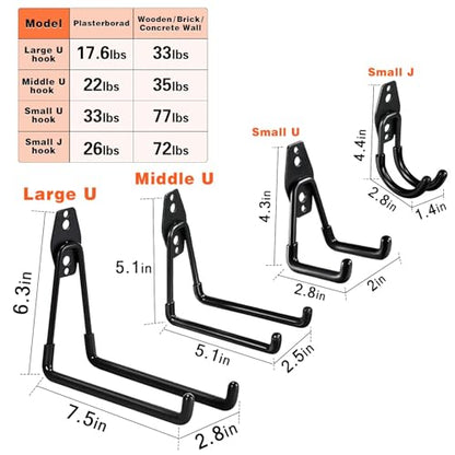 32 Pack Steel Garage Hooks Heavy Duty (32pcs - Black)