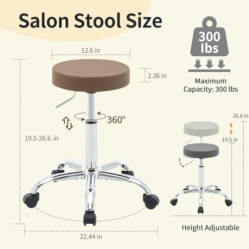Salon Rolling Chair (Coffee Brown / No Back & Footrest)