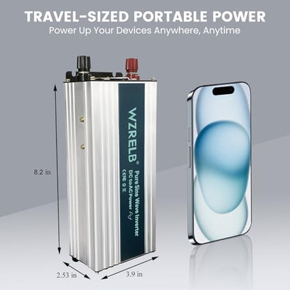 800W Pure Sine Wave Inverter 48V DC to 110V 120V AC Power Converter with LED Display