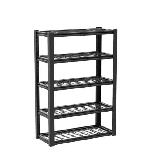 72" H Garage Shelving Heavy Duty Adjustable Metal Shelf for Basement (Black)