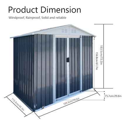 6x4 FT Outdoor Storage Shed (6x4 FT / Gray)