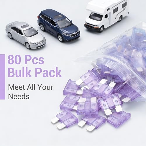 80Pcs) 35 Amp Standard Fuse, 35A Car Blade Fuses for Car/RV/Truck/SUV/Motorcycle/Boat (35A)