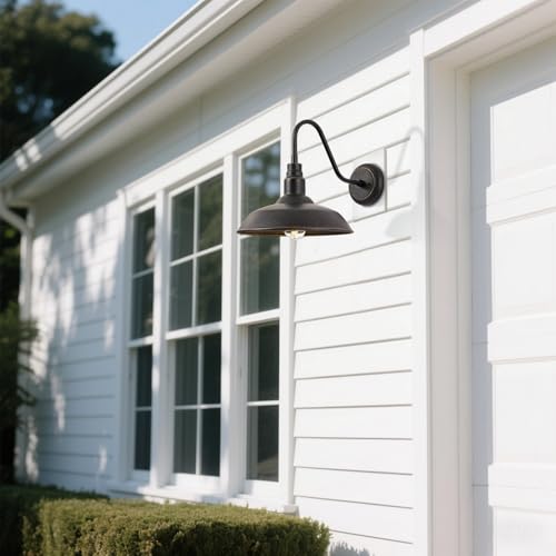 14in Outdoor Gooseneck Barn Light for Farmhouse (Bronze / 14" Dome)