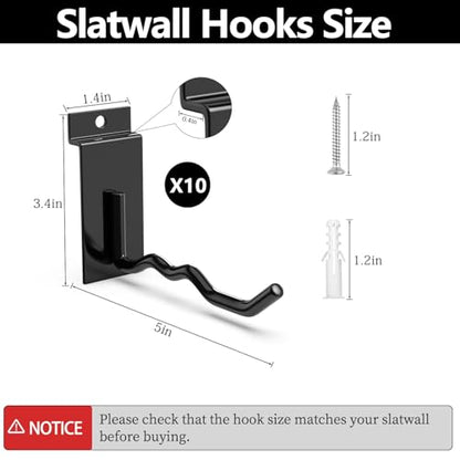 Wave Slatwall Hooks (Black / 5"x10)