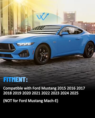 B&W American Flag Car Windshield Sun Shade Compatible with Ford Mustang 2015 (for Ford Mustang 2015-2023 - USA Flag)