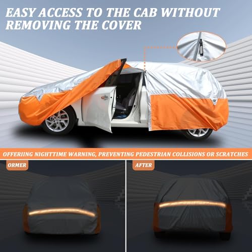Waterproof All Weather Hatchback Car Cover (Silver-Orange / 2L：for Hatchback(Lenght 160"-170" ))