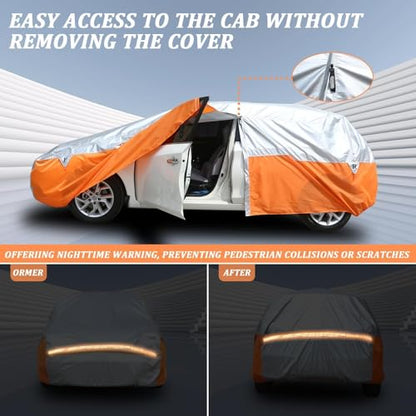 Waterproof All Weather Hatchback Car Cover (Silver-Orange / 2L：for Hatchback(Lenght 160"-170" ))