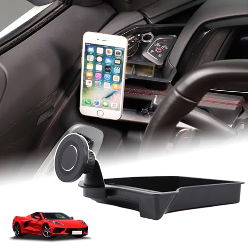 Car Phone Holder Center Console Organizer for Corvette C8 2020 (Magnetic-D)