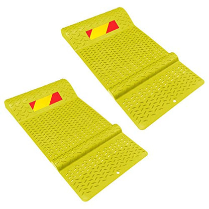 Pair of Plastic Parking Mat Guides for Garage Vehicles (2 Pack / Yellow)
