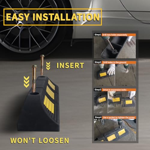 Heavy Duty Rubber Parking Stopper 2 Pack (3.5''Height2Pcs)