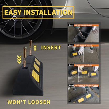 Heavy Duty Rubber Parking Stopper 2 Pack (3.5''Height2Pcs)
