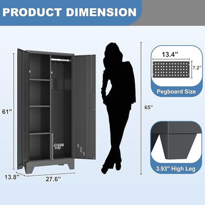 61" Broom Closet Storage Cabinet (61"h Black)