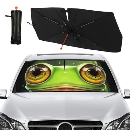 Funny Frog Car Windshield Sunshade Umbrella Frog Eye Umbrella (57X31 Inch / Color-FROG1)