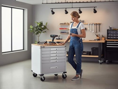 Heavy Duty Rolling Storage Cabinet with Wheels and Drawers (6 Drawer (28" W x 25" D x 34.5" H) / White)