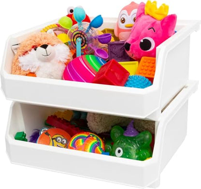 Extra Large Stackable Plastic Storage Bins (White / Extra Large, 4-Pack)