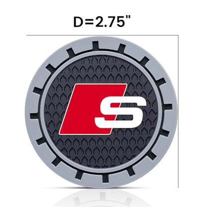 Car Cup Holder Coaster for Audi S Line Recessed Silicone Cupholder Coaster Interior Accessories 2.75IN 2Pack (Gray-05)