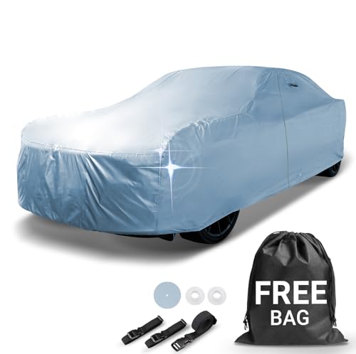 18 Layer Car Cover All Weather Waterproof Automobile Protection (12. Fit Car Length 210-216 inch / Sky Gray)