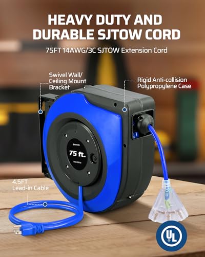 75FT Extension Cord Reel (Blue)