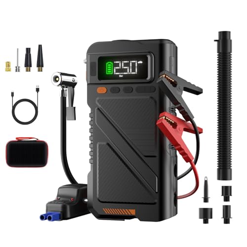 8000A Jump Starter with Air Inflator & Deflator Compressor (Black-9IN1)