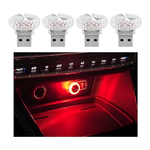 4 PCS USB LED Car Interior Atmosphere Lamp (Red)