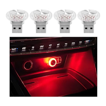 4 PCS USB LED Car Interior Atmosphere Lamp (Red)