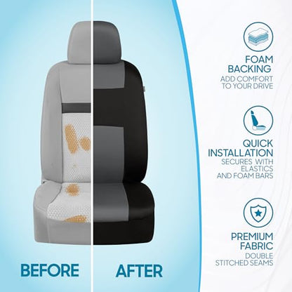 PolyPro Car Seat Covers Full Set in Gray on Black (Gray)