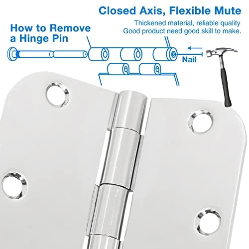 Rounded Door Hinges 3.5" X 3 1 (Polished Chrome-Rounded / 18 Pack)