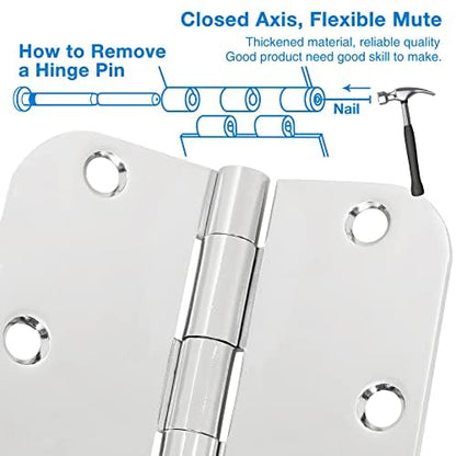 Rounded Door Hinges 3.5" X 3 1 (Polished Chrome-Rounded / 18 Pack)