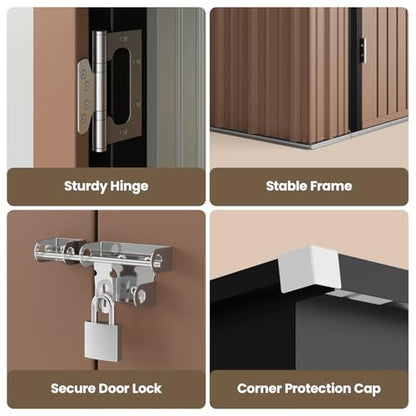 6' x 4' Outdoor Storage Shed (Brown / 6' x 4')
