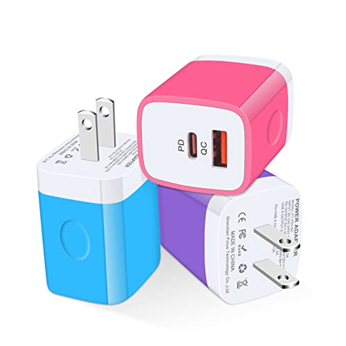 USB C Wall Charger (rose-red,blue,purple)