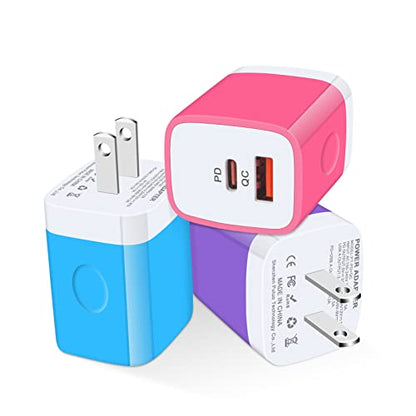 USB C Wall Charger (rose-red,blue,purple)