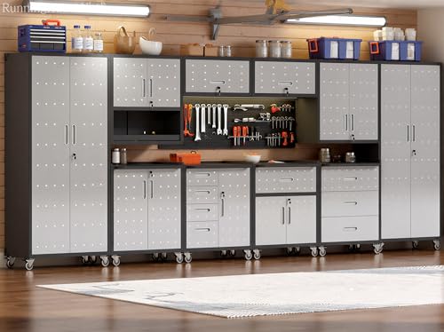 Garage Cabinet System (Black/Grey / 10 Pcs-StyleA)
