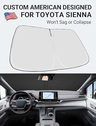 Custom Fit Car Windshield Sun Shade for 2021 (Sienna Mini Van 2021-2026)