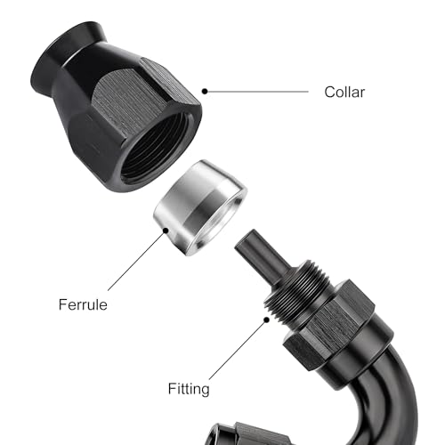 4AN 150 Degree PTFE One Piece Full Flow End Hose Fitting Aluminum Black (4AN / 150 Degree)