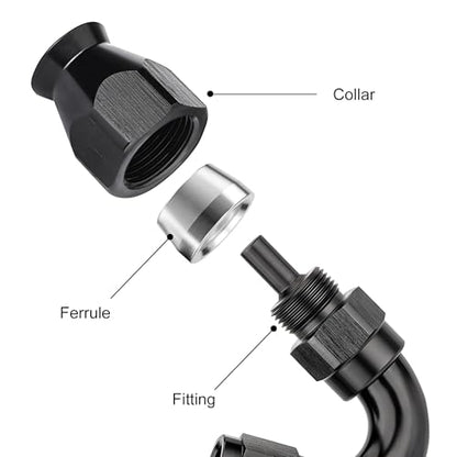 4AN 150 Degree PTFE One Piece Full Flow End Hose Fitting Aluminum Black (4AN / 150 Degree)