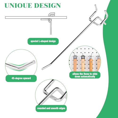 50Pcs 6" 15CM Pegboard Hooks Assortment Set (6 Inch / Silver)