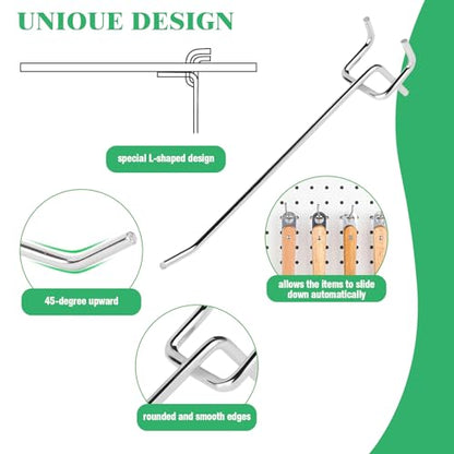 50Pcs 6" 15CM Pegboard Hooks Assortment Set (6 Inch / Silver)