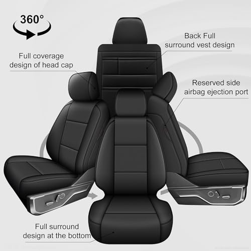 Custom Fit Seat Covers for Ford F150 2015 (Black / 2015-2026 F150 SuperCrew Cab, Front Row)
