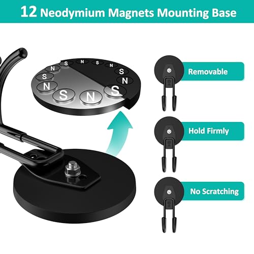 Strong Magnetic Hooks Heavy Duty Magnetic Garage Hook (Black_J_Hooks)
