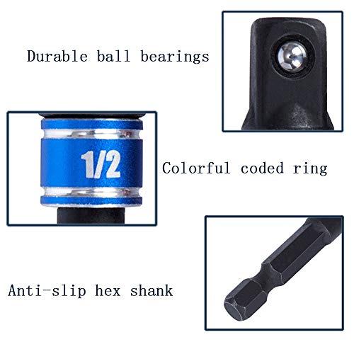 Impact Grade Power Hand Tools Driver Sockets Adapter Extension Set (3black+1silver)