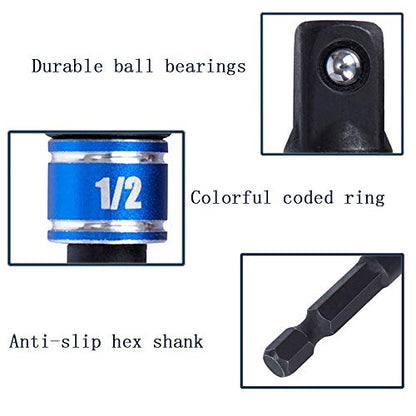 Impact Grade Power Hand Tools Driver Sockets Adapter Extension Set (3black+1silver)