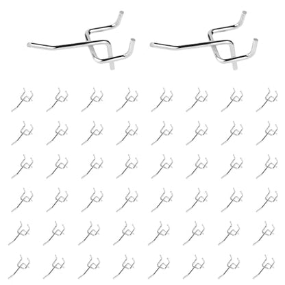 50Pcs 2" 5CM Pegboard Hooks Assortment Set (2 Inches / Silver)