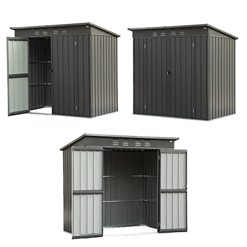 Domi Outdoor Storage Shed 6' x 4' (6' x 4' Sloping Roof / Dark Gray)