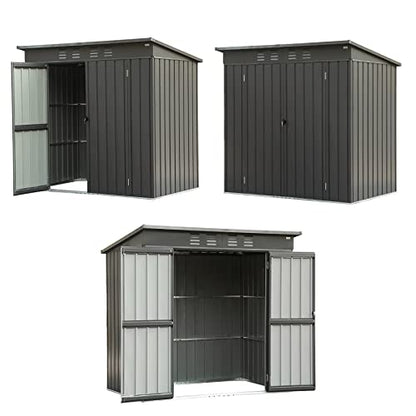 Domi Outdoor Storage Shed 6' x 4' (6' x 4' Sloping Roof / Dark Gray)