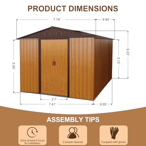 10x8 FT Outdoor Storage Shed (Coffee / 10x8 FT)