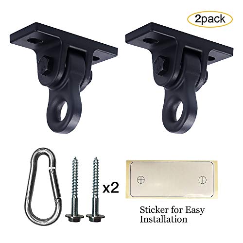 Heavy Duty Black Swing Hangers Screws Bolts Included Over 5000 lb Capacity Playground Porch Yoga Seat Trapeze Wooden Sets Indoor Outdoor 2 Pack (2 Pack / 2 Packs Black)