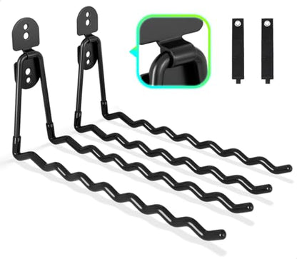 Garage Hooks 11.8" Long with 2 Extension Storage Straps (11.8" Wave-shaped (2PACK) + 2 Straps)